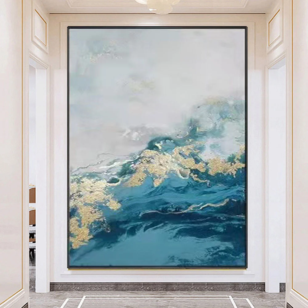 

Pure Hand-Painted Ocean Wave Oil Painting Seashore Scenery Sunrise Sunset Modern Abstract Wall Boat Art Living Room Home Porch