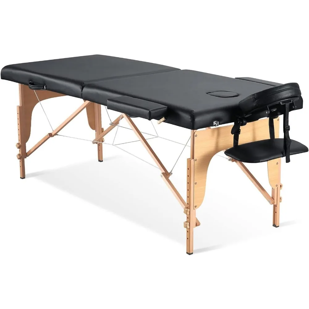 BestMassage Portable Massage 3 Fold 84 Bed Inch Lightweight Height Adjustable Salon Spa Table with Carry Case
