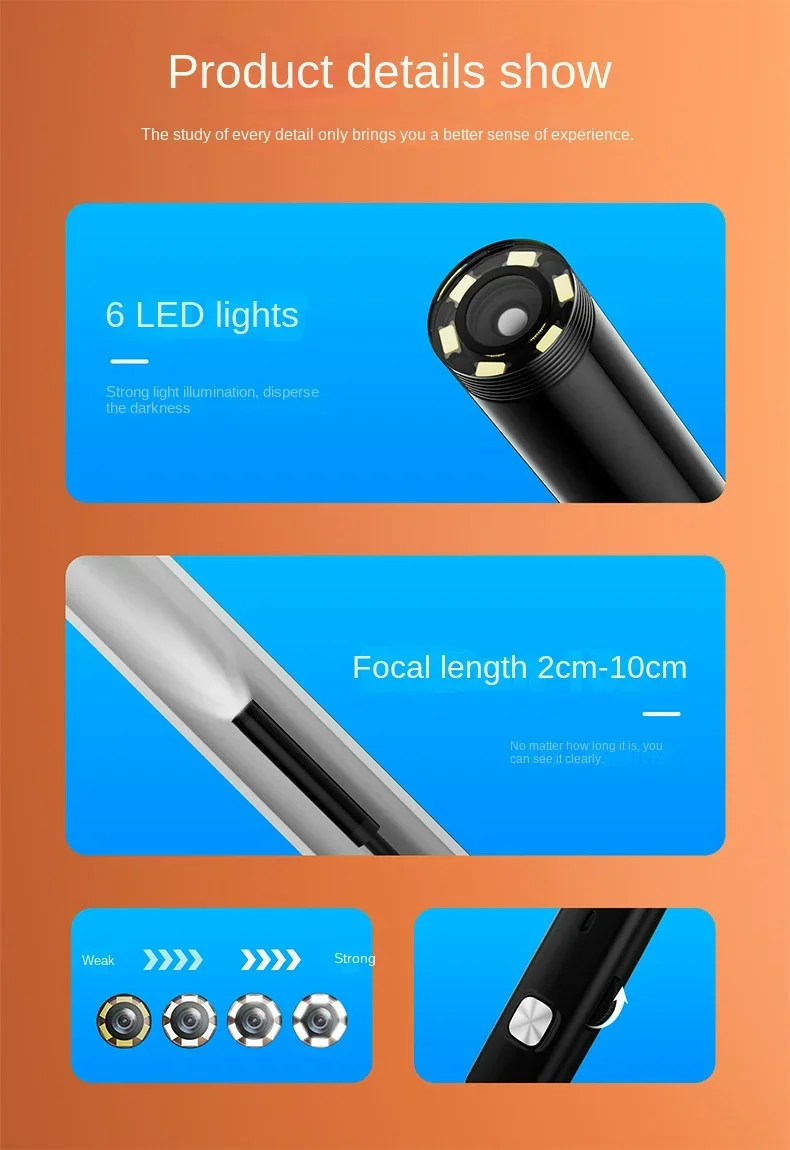 Dual Lens Endoscope Camera LED Lights