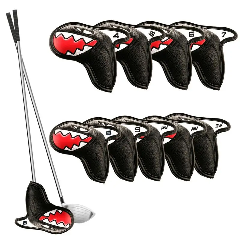 

9Pcs Sharks Golf Club Cover For Driver Fairway Hybrid Waterproof Protector Golf Iron Cover Full Set Headcover Golf Putter Cover