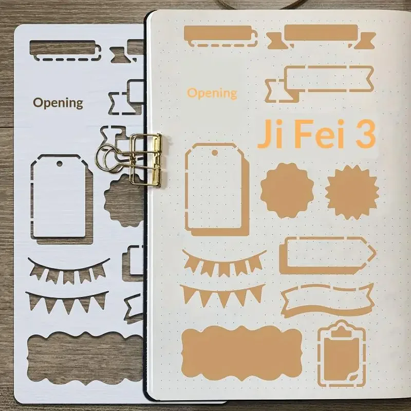 15Pcs 일기 그리기 템플릿 그림 그리기용 재사용 가능한 스텐실 DIY 스크랩북 일기 스크랩북 저널 문구 선물