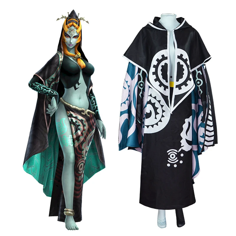 Gioco Twilight Princess Midna Cosplay Costume Adulto Donna Ragazza Mantello Body Gonna Set Suit Halloween Prop