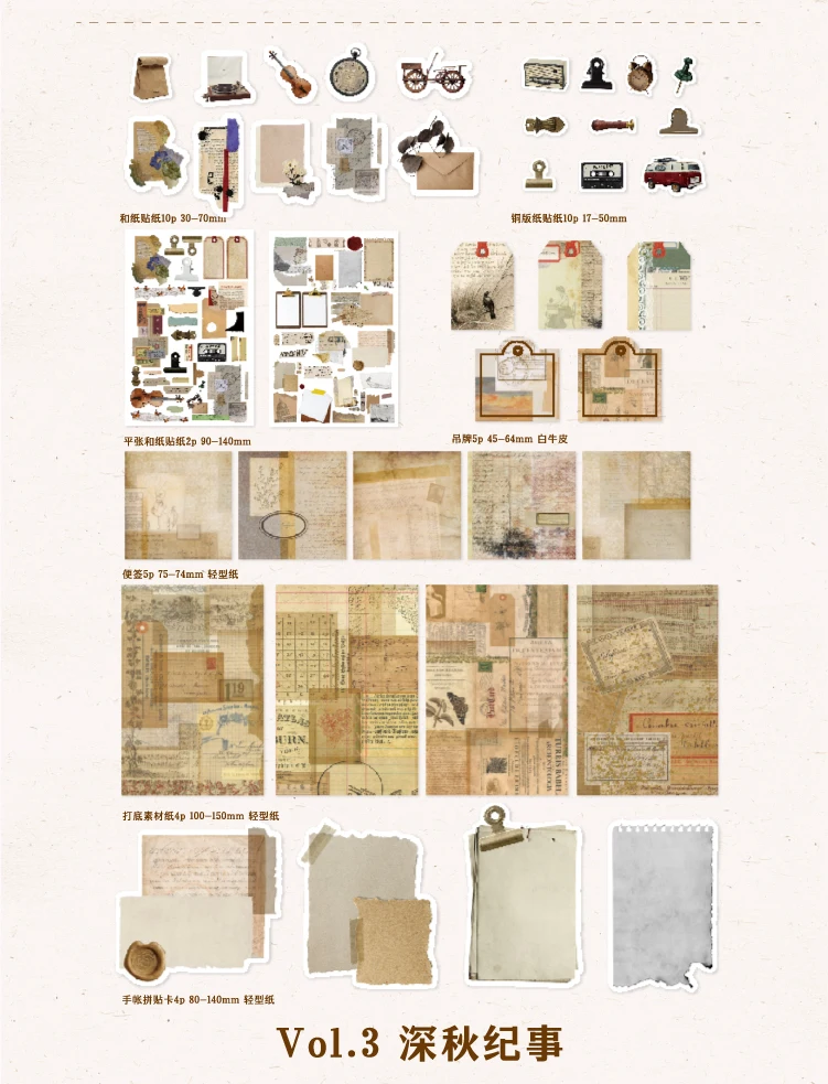 Yoofun 40 teile/paket Vintage Collage Junk Journal Dekoration Material Pack Multi-material Papiere Aufkleber für Scrapbooking Handwerk – Detail 10