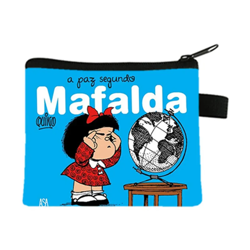 Mafalda Anime Cartoon Comic Canvas Coin Purse Canvas Bag Small Bag Key Bag Storage Bag Card Bag Cartoon Coin Bag Card Holder