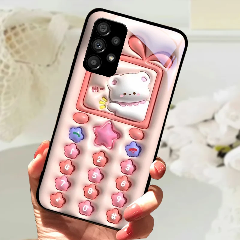 Cartoon Tempered Glass Phone Case - Hard PC Glass Protector Cover