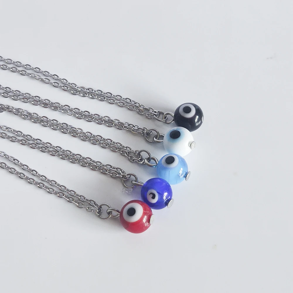 Turkey Evil Eye Necklace For Women 8mm 10mm Red Blue Eye Beads Pendant Choker Clavicle Chain Ethnic Lucky Jewelry
