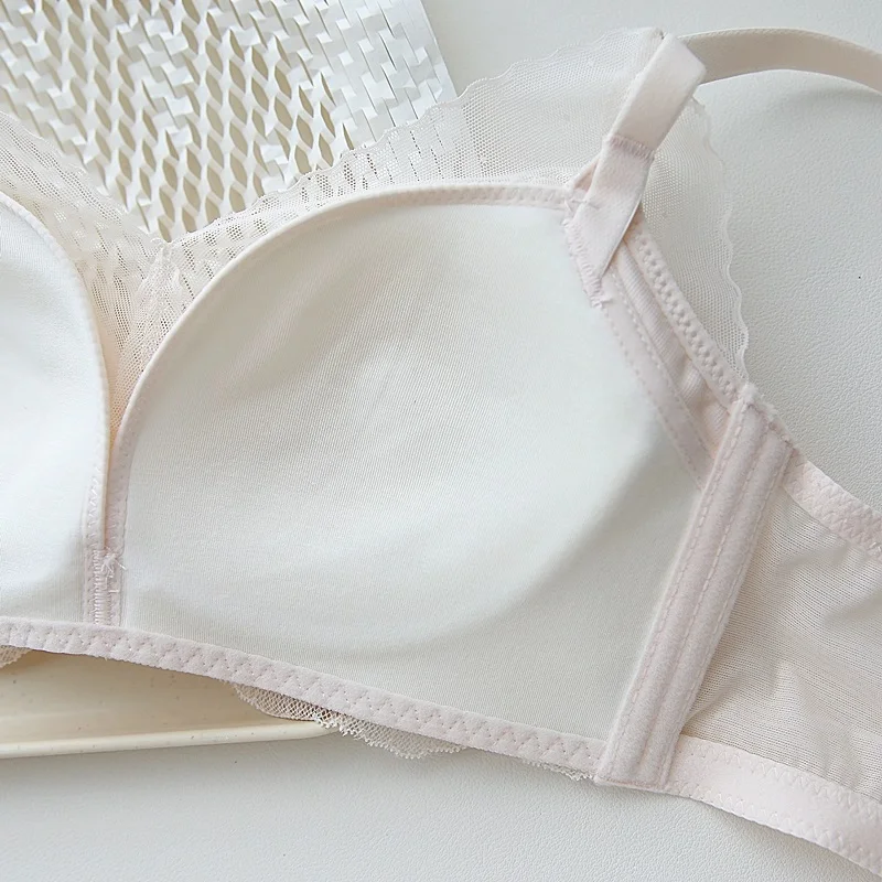 Misty yarn thin sexy lace underwear without steel ring soft modal lingerie large breasts gathered bra female