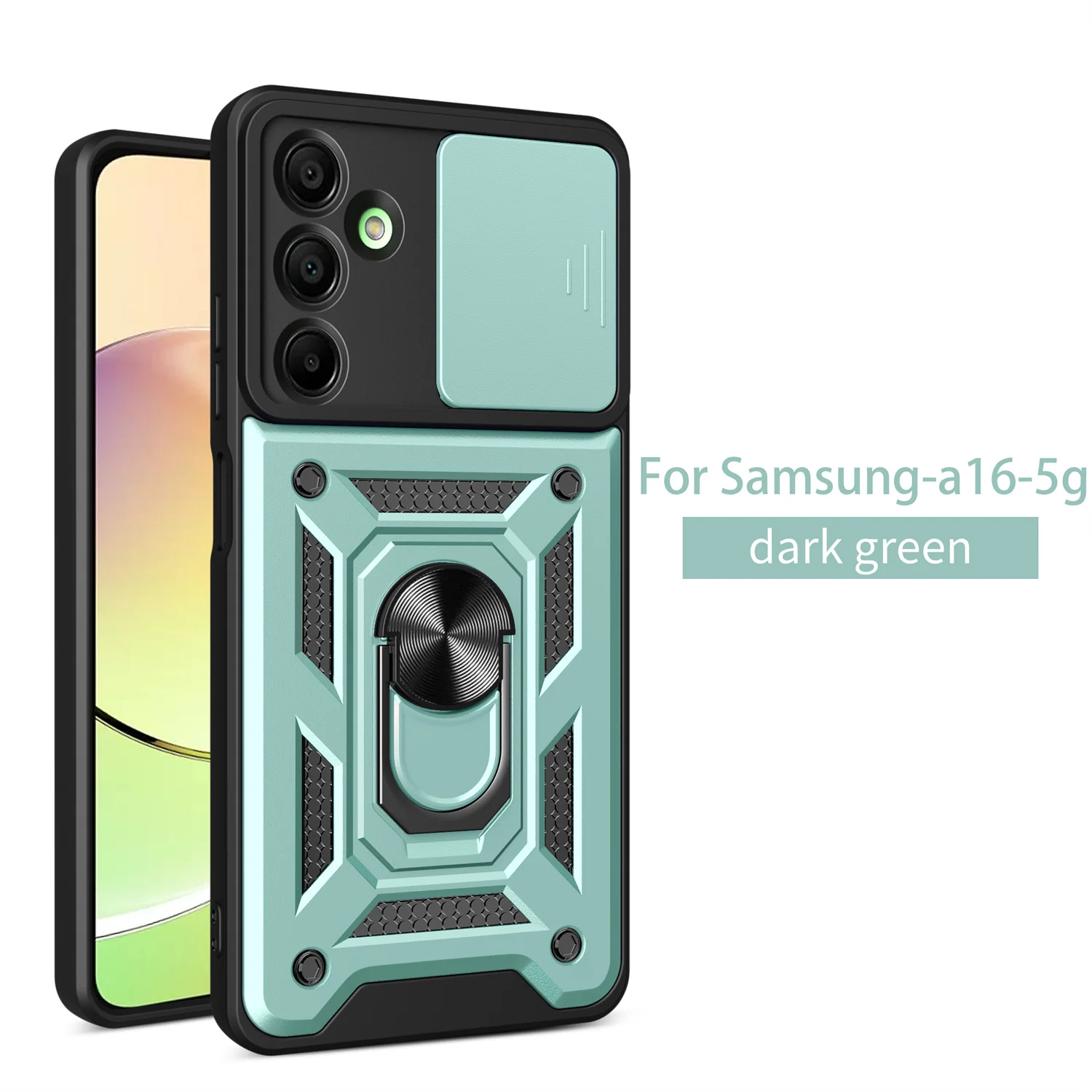 Shockproof Armor Phone Case with Magnetic Ring Stand Holder - Durable Back Cover