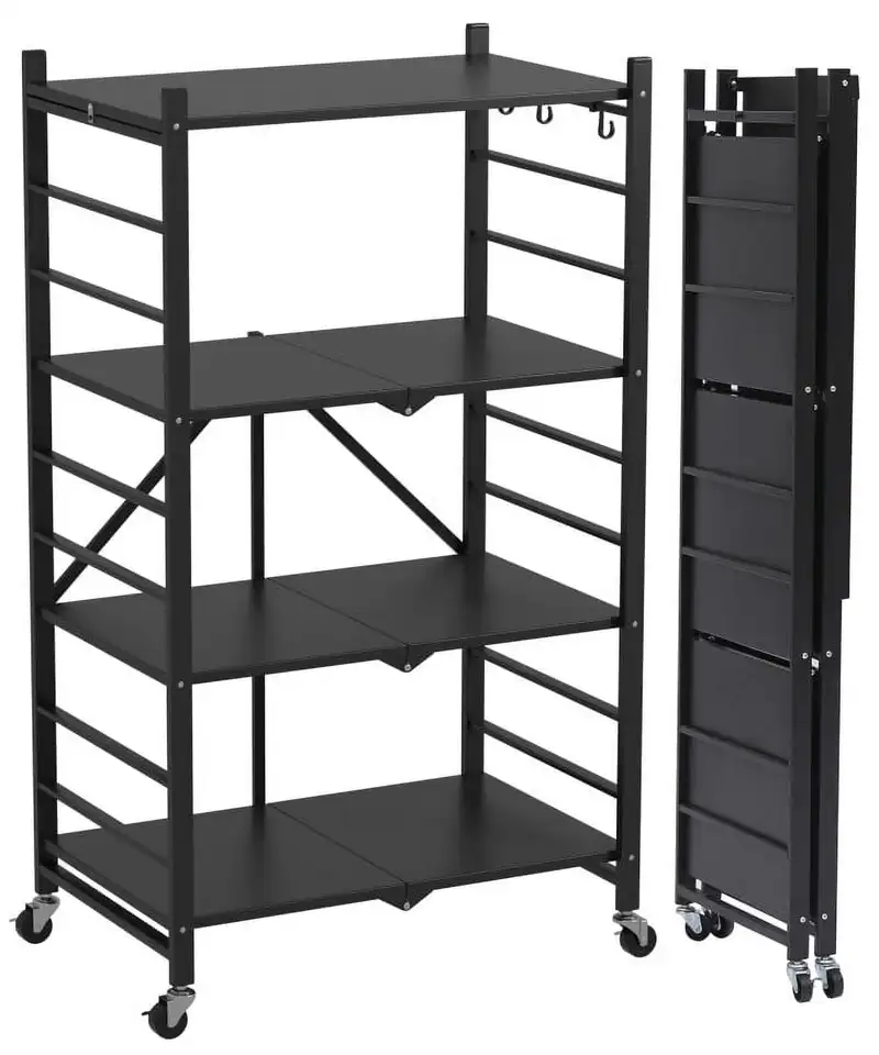 Foldable Metal Storage Shelves with Wheels