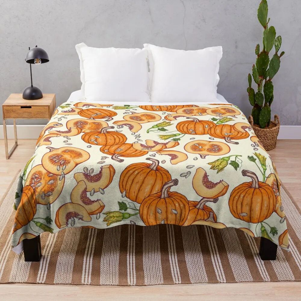 

lucky autumn pumpkin pattern Throw Blanket Thin Blanket Luxury Blanket