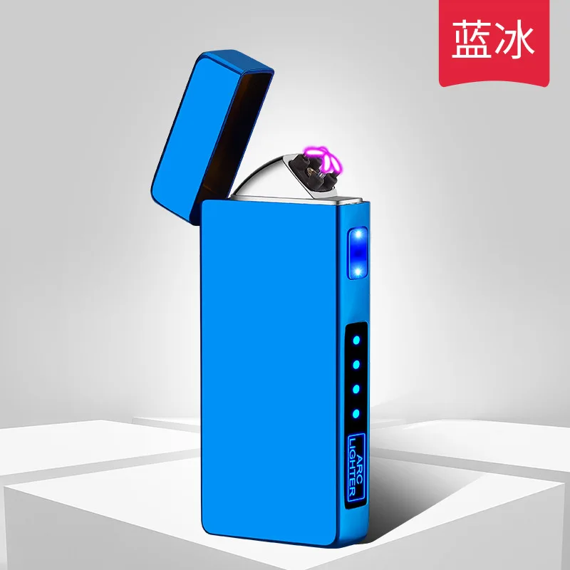 2022 NEW USB Metal Double Arc Windproof Plasma Lighter, Touch Sensor, LED Power Display, Men's Gift Cigarette Accessories 4