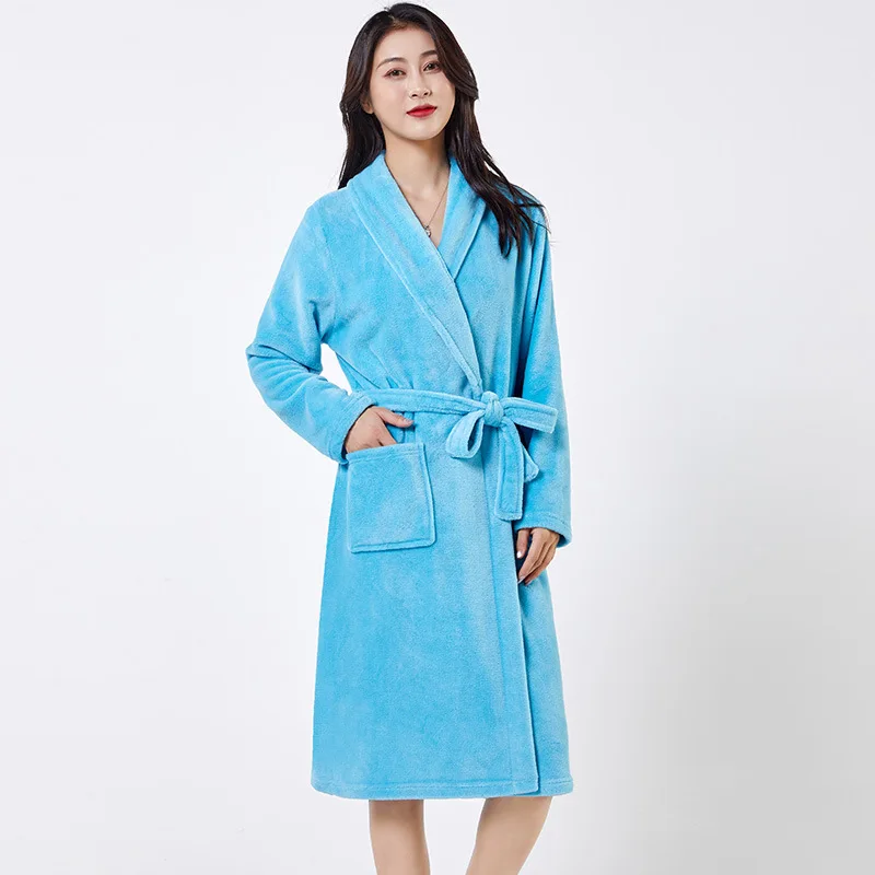 

Coral Fleece Long Robe Kimono Gown Winter Warm Flannel Nightdress Bathrobe Casual Sleepwear Intimate Lingerie Thicken Homewear