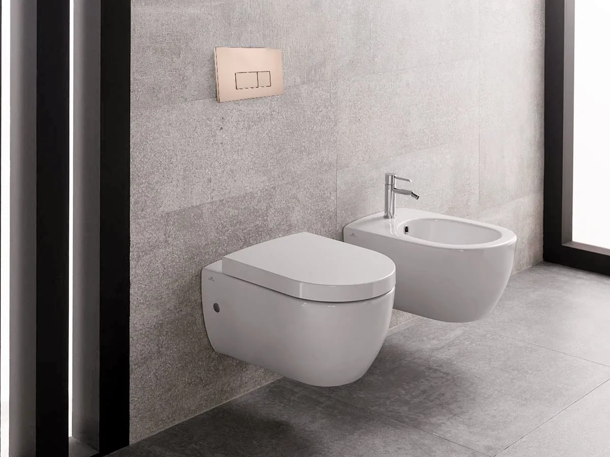 Push Button Toilet for WC, Concealed Flushing Cistern, Wall-mounted, Mechanical, Slim