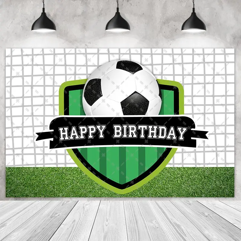 

Football Party Backdrops Children Kids Photography Cake Smash Green Field Background Shoot Customize Name Photo