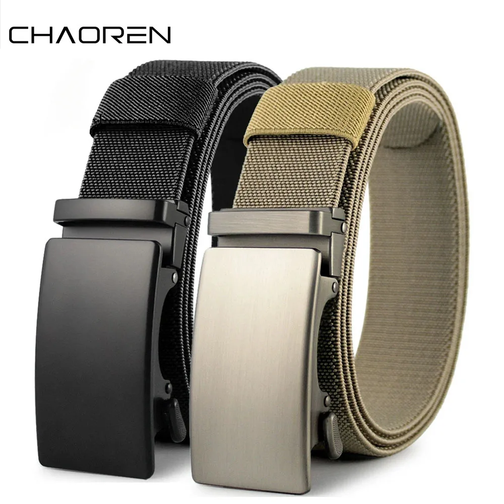 Versatile Stretch Nylon Belt with Auto-Lock Metal Buckle