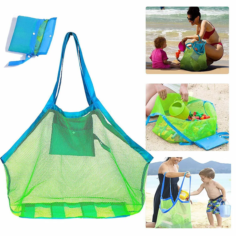 

Large Mesh Beach Bag Totes Toys Towels Sand Away For Holding Children Beach Toy Baby Beach Essentials Kid Sand Toys Storage Bags