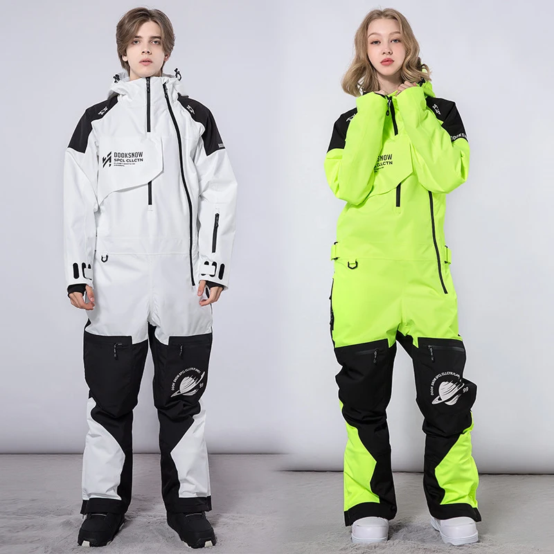 New OnePiece Ski Suit Overalls Women Men Outdoor Snowboard Jacket Warm