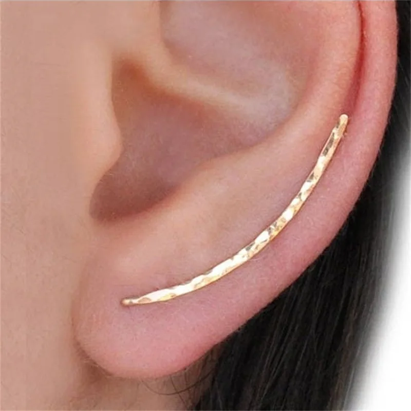 

Handmade Hammer Cuff Clip Line Earrings For Ladies Simple Wedding Party Gift