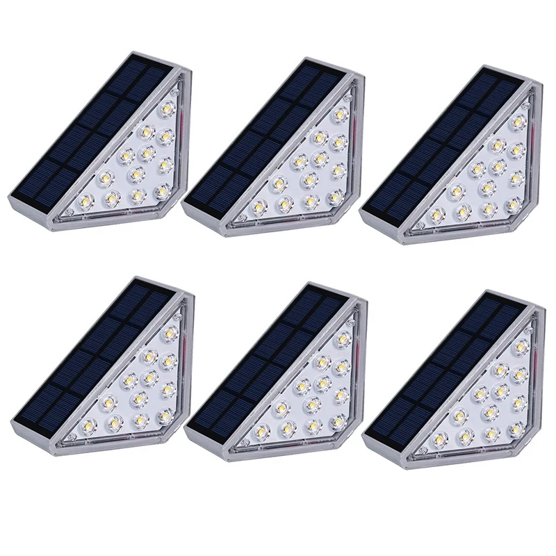 

6Pc LED Solar Stair Light Warm Light For Outdoor Courtyard Wall Light Constant Light