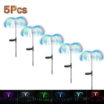 solar camping lights 1-5Pcs LED Solar Garden Light Fiber Optic Jellyfish Lights Outdoor Lawn Garden Landscape Party Decoration Luminous Plug-in Light led solar lights