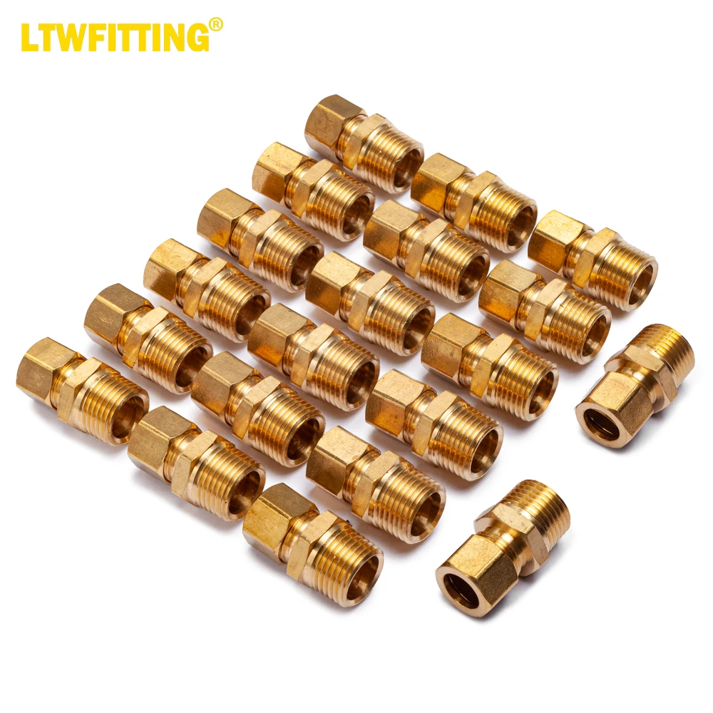 

Латунный фитинг LTWFITTING с наружным диаметром 1/2 дюйма и наружным диаметром 1/2 дюйма, мужской Компрессионный фитинг NPT (комплект из 20 штук)