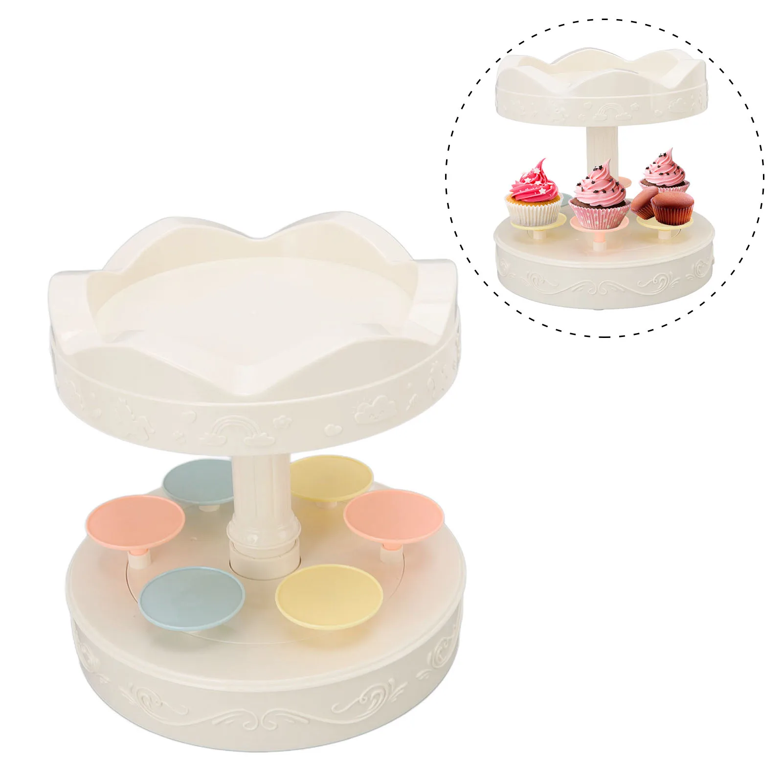 Dessert Stand Automatic Revolving Double Layer Dessert Display Stand Cupcake Display Plate Rotating Machine Kitchen Accessory cake stand,dessert stand