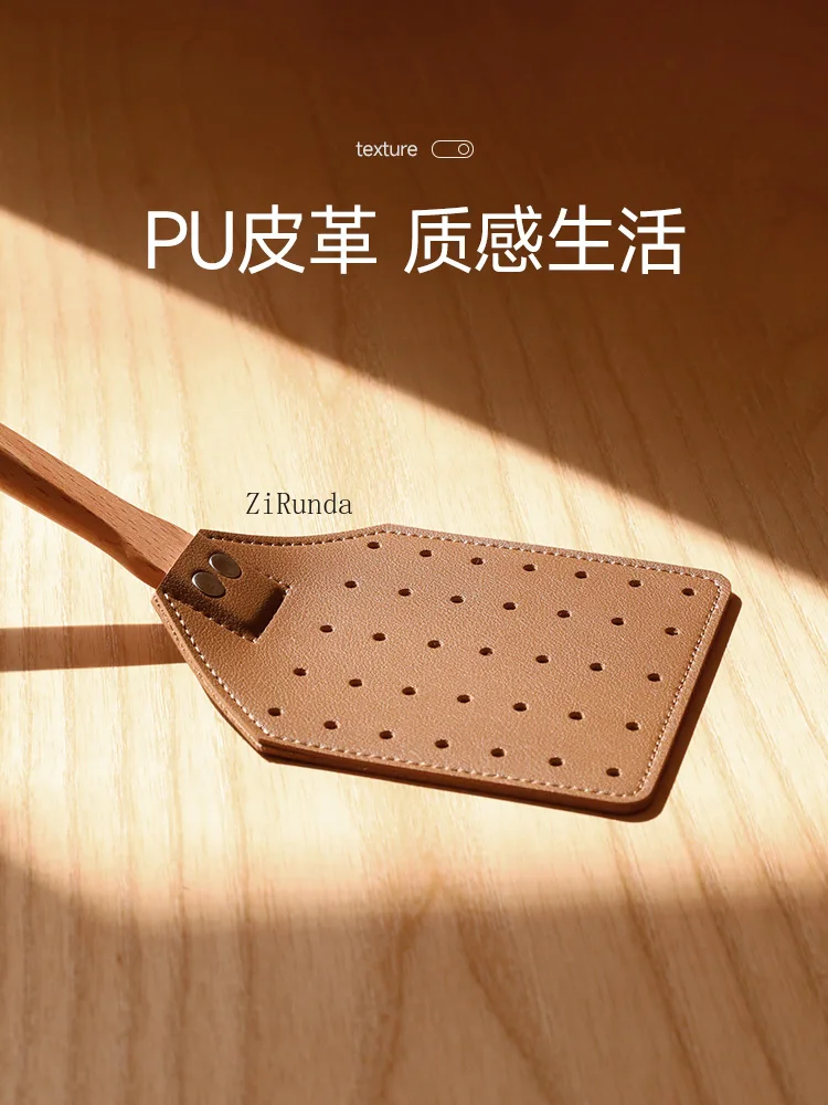 *Literary leather, mosquito killer fly swatter, beech wood, long-handled fly swatter, thickened not rotten