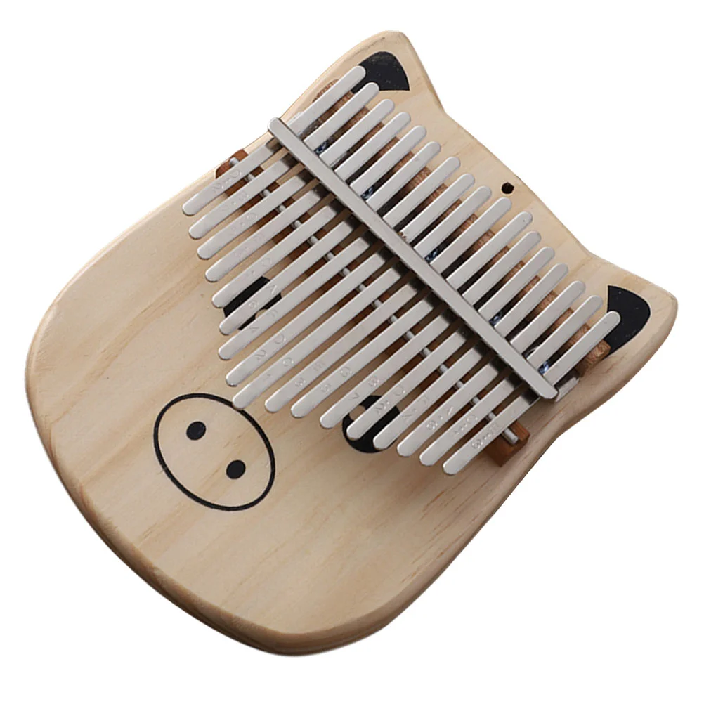 1pc Wooden Thumb Piano Kalimba 17-tone Cartoon Finger Piano for Music Lover Wooden Finger 17-tone