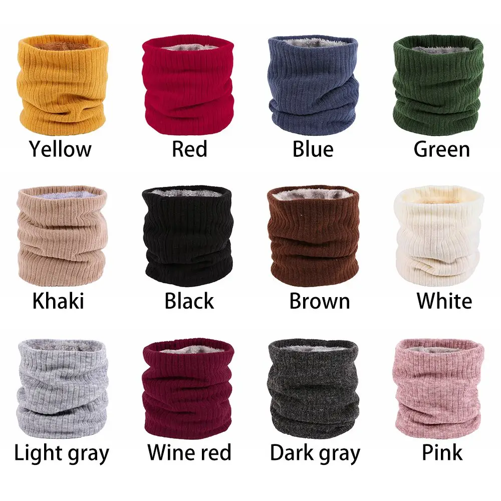 Shawl Wrap Thick Knitted Collar Scarf Double-Layer Winter Neck Gaiter Circle Loop Scarves Fleece Lined Scarf Neck Warmer