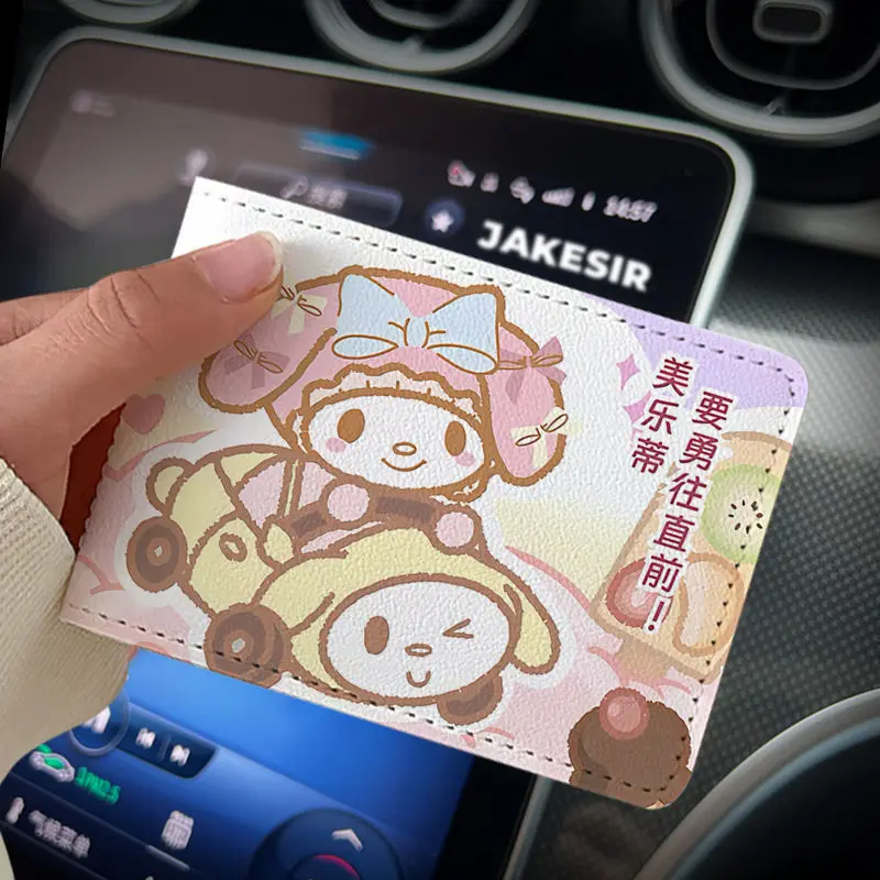 thumbnail image 1 of Funda de cuero PU para licencia de conducir de coche con dibujos animados de Sanrio Mymelody Cinnamoroll, soporte para documentos de conducción de coche de anime kawaii, 1 of 5
