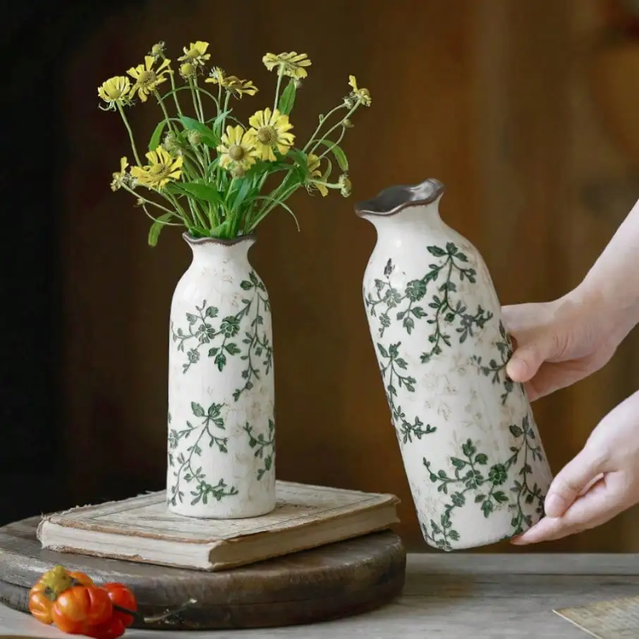 Crackle Ceramic Flower Vase Hydroponic Vase Table Decor Floral Arrangement Valentine's Day Gifts Birthday Graduation Gift