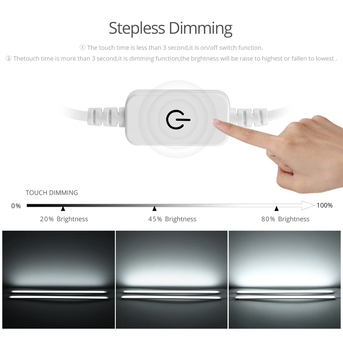 12V Aluminium LED Bar Lamp With Touch Switch Dimmer Under Cabinet Light for Kitchen Tandem lighting