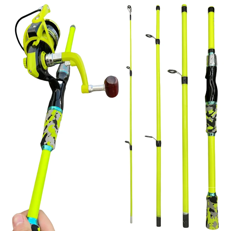 مجموعة صنارة صيد السمك/الصب من GHOTDA مكونة من 4/5 أقسام من الكربون الصلب للغاية ونسبة تروس 5.2:1 عجلة تغذية سمك الشبوط Pesca