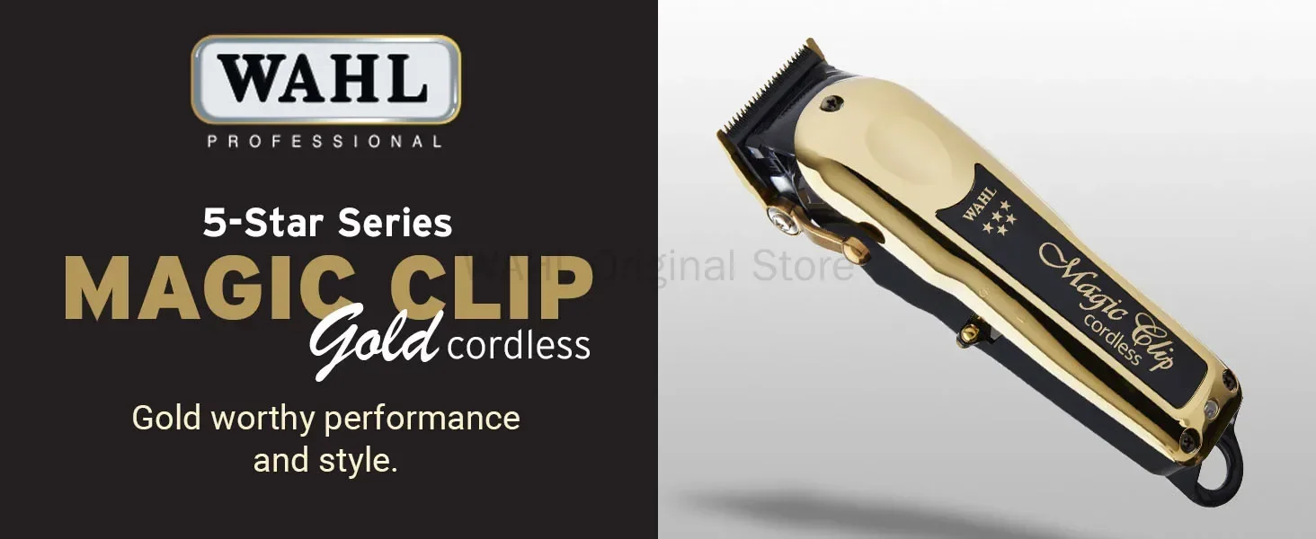 Original WahI 5 Star 8148 gold Magic Clip Gold Limited Edition Professional Cord/Cordless Hair Clipper with Charging base