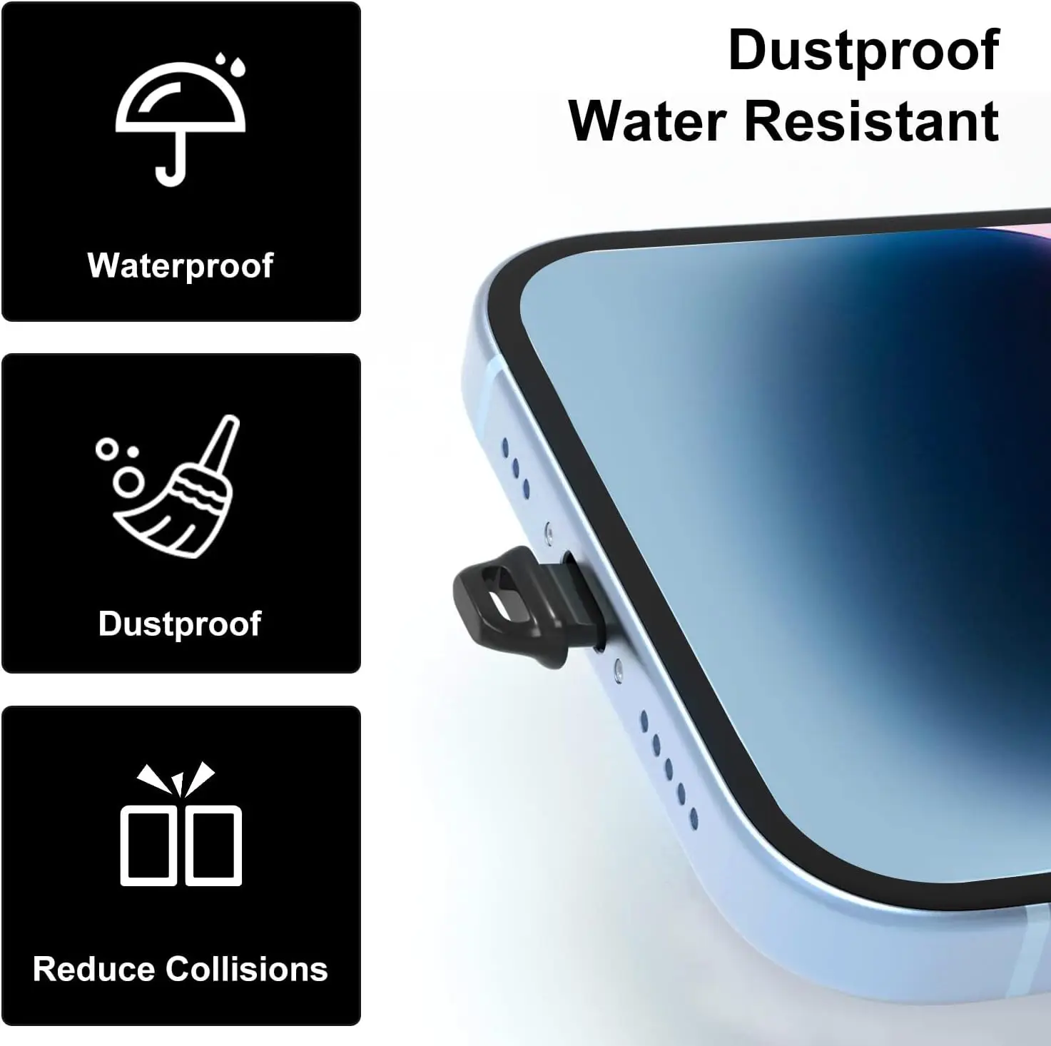 Universal Soft USB-C Port Cover with Easy Grip Dustproof Plugs