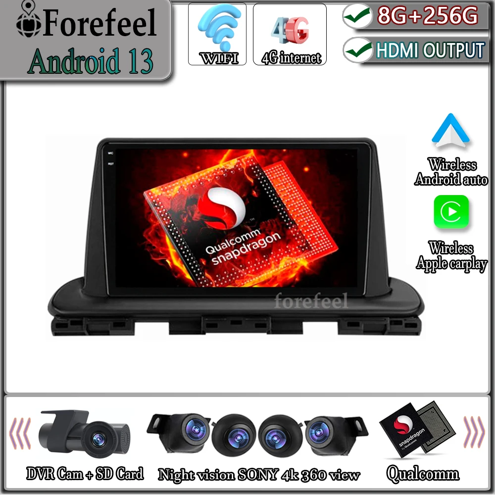 Android 13 Qualcomm Per Kia Cerato 4 Iv 2018 2019 2020 2021 Schermo Monitor Tv Navigazione Multimediale Lettore Video Autoradio Tv