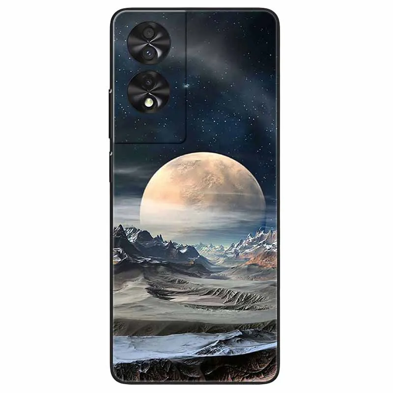 Black TPU Shockproof Phone Cover with Wolf and Lion Design - Soft Silicone Bumper Case