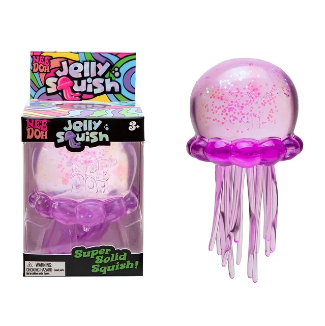 Nee Doh Jellyfish & Cube Squish Toy, Squeeze Stress Relief Toy, Sensory NeeDoh for Kids & Adults