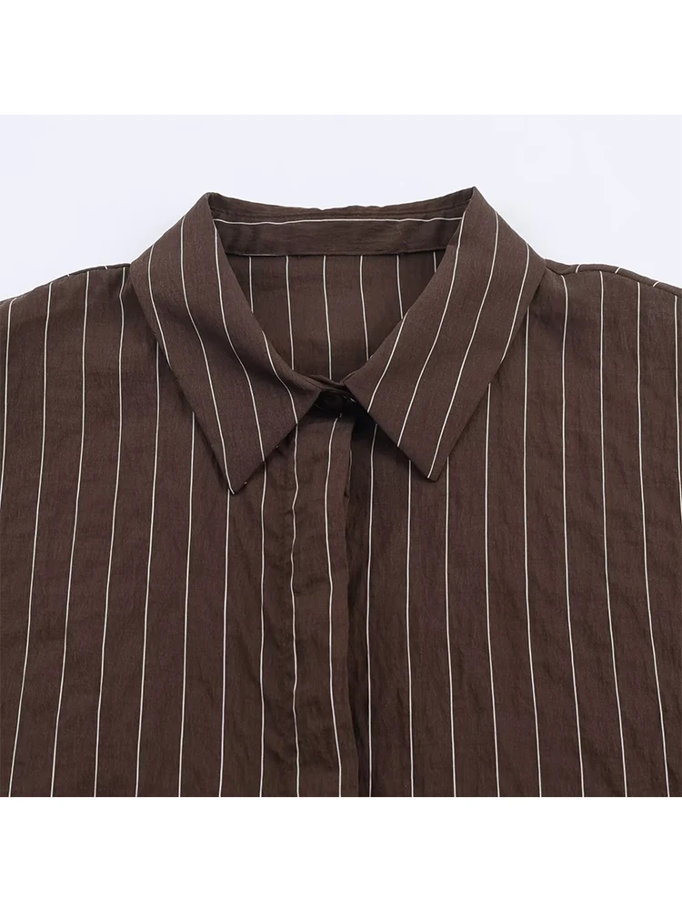 Spring New Women Casual Striped Shirt Fashion Long Sleeve Autumn Streetwear Female Loose Buckle Lapel Commuting Blouse Tops