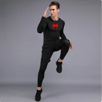 New MMA T-shirts+Pants Set Jiu jitsu Rashguard Men Bjj Muay Thai Jerseys Long Sleeve Boxeo Clothing Gym rshirt Tops Pants Shorts 2