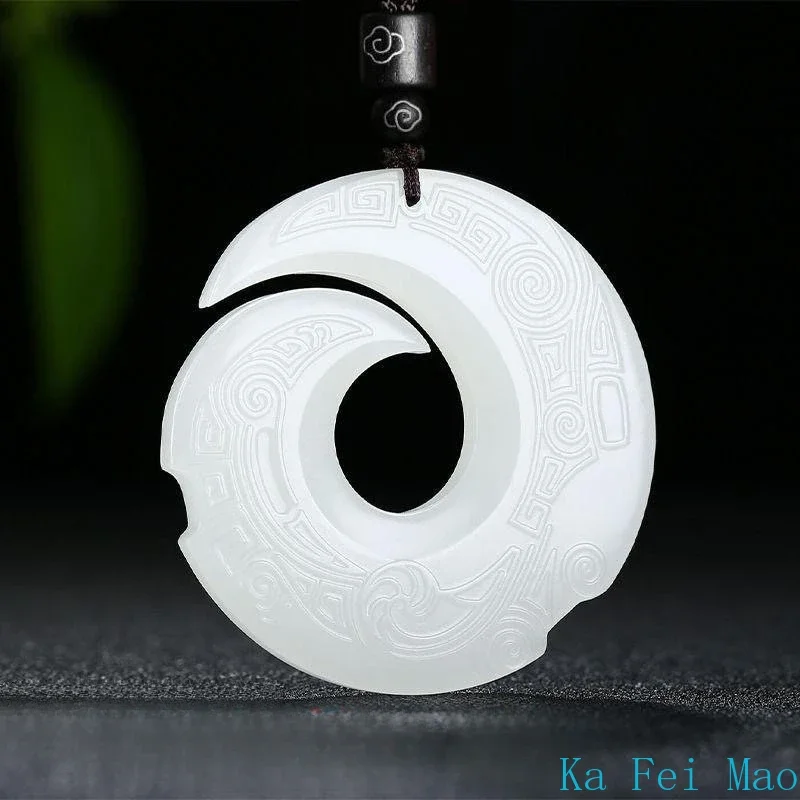 Green Jade Dragon Jade Pendant Fashion Runes Necklace Jewellery Chinese Hand-Carved Relax Healing Women Man Luck Gift Free Rope