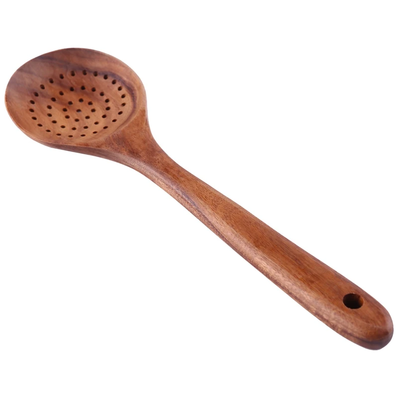 CULER Teak Wood Spoon Long Handle Spoon Ladle Big Rice Paddle Wooden Cooking Spoon Skimmer Scoop Wooden Kitchen Utensils 