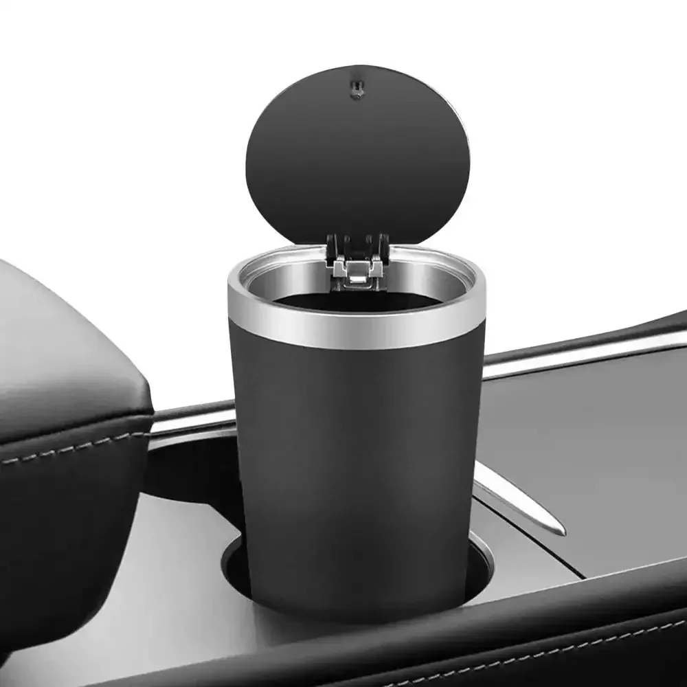 Compact Leakproof Mini Car Trash Can with Easy-Press Pop-Up Lid Durable Odor-Blocking Waterproof ABS Bin for Cup Holders Storage