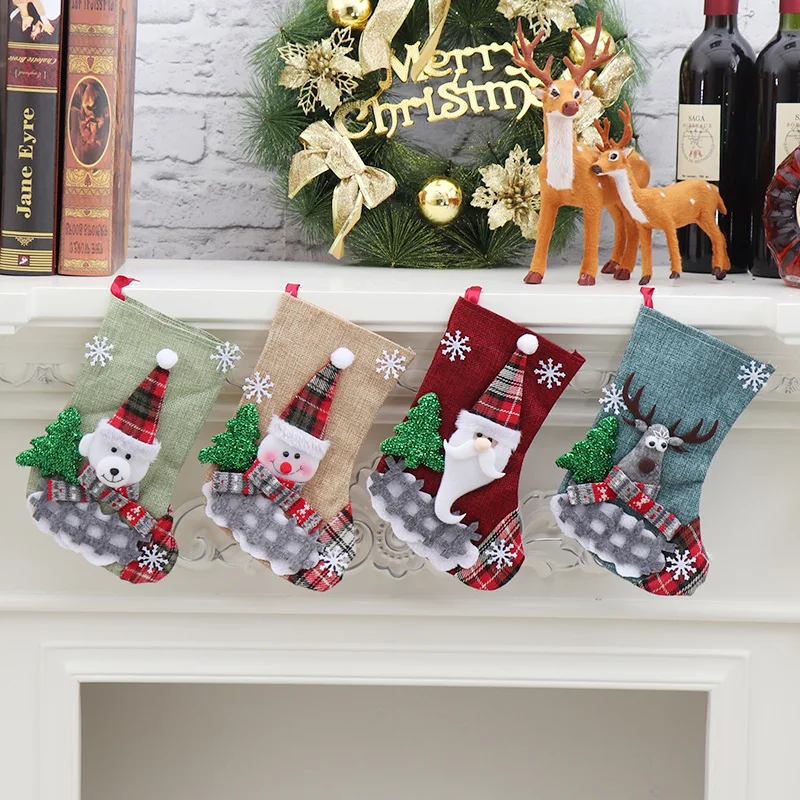 

Christmas Stockings Candy Gift Holders, Bag Props, Santa Claus, Elk, Medium Socks, Decoration, Festive Party Supplies