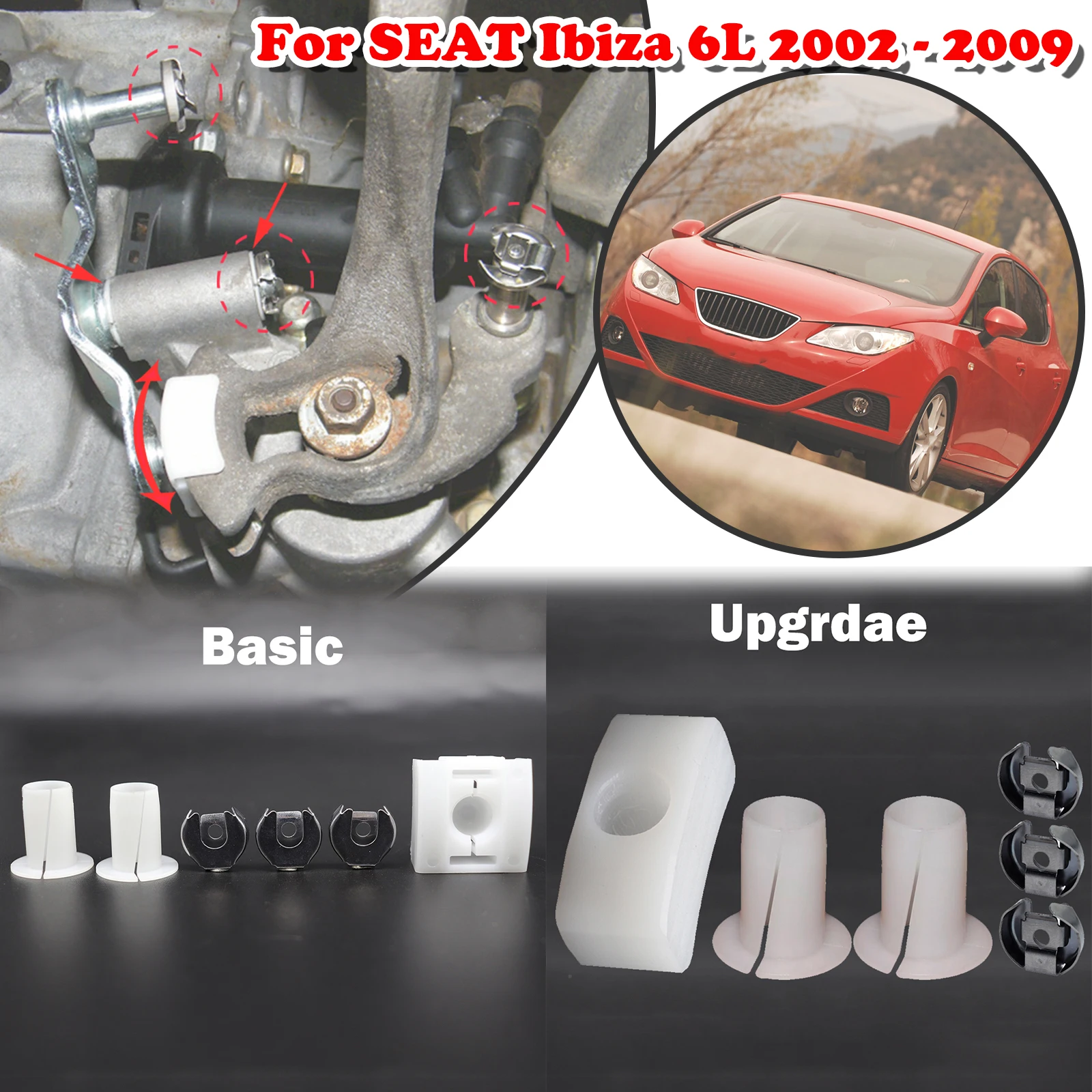 Gear Selector Wiring Washer Shift Relay Lever Slide Shoe Bushing Bearing Kit N90815903 For SEAT Ibiza 6L 2002 2003 2004-2009