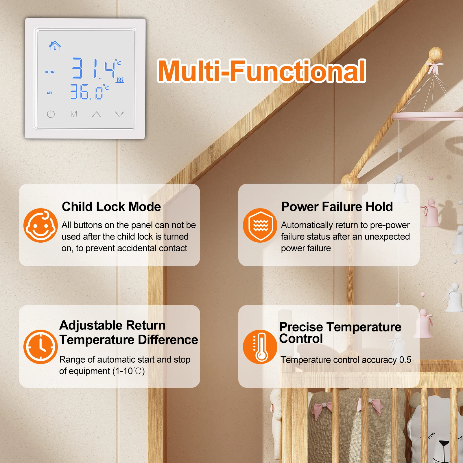  µ ٴ  µ Ʈѷ, LED ġ ũ, 85-265V,   , 16A,smart temperature control system,¼ ٴڳ µ  Ʈѷ