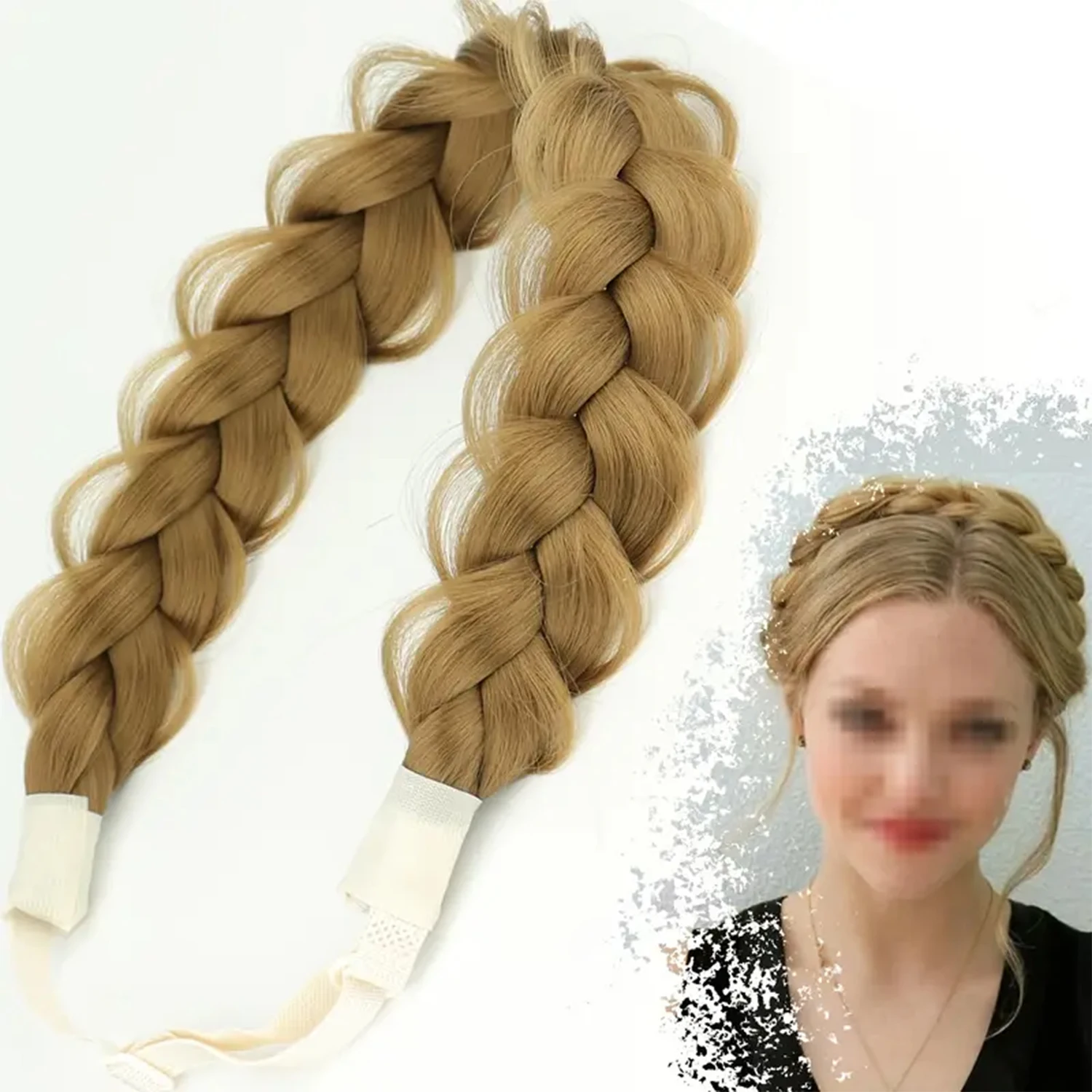 Braided Elastic Band Headband - Stylish Black Brown Hair Accessory
