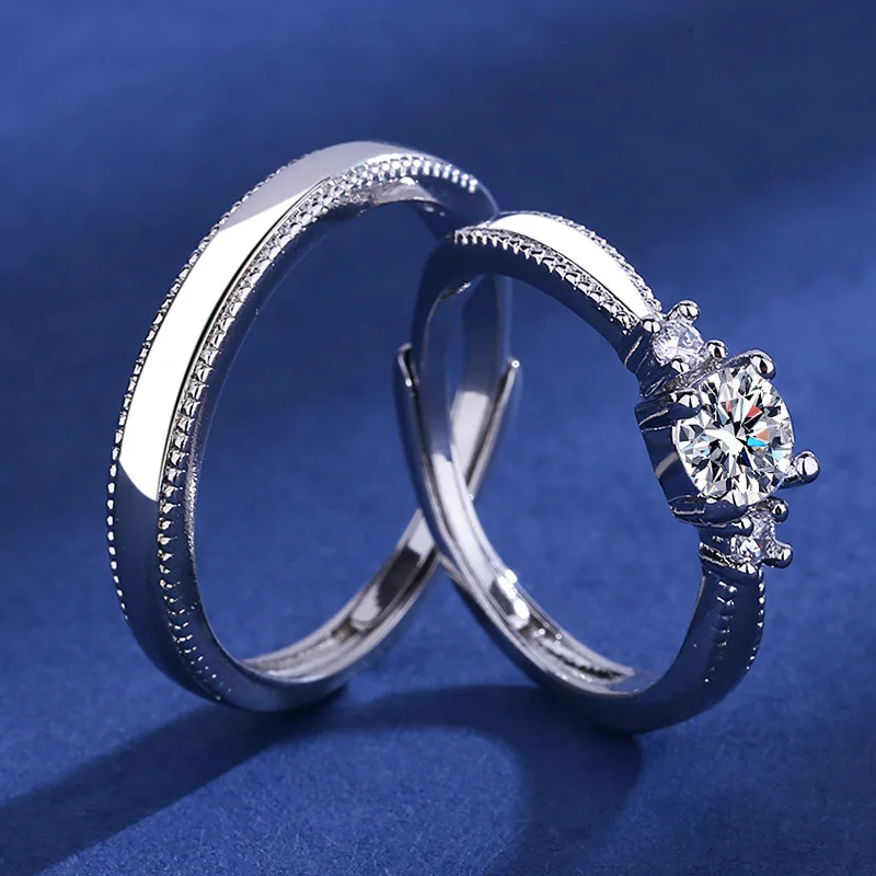 Silver Rings 2PCS 925 sterling black Pearl shine Zircon heart Sunlight fashion original womer lovers gift
