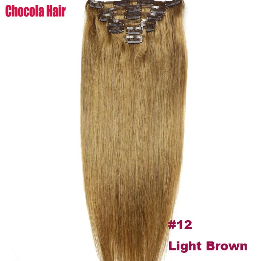 Chocola16"-24" Remy Hair 7pcs Set Clip in Human Hair Extensions 100g Brazilian Real Human Extensions