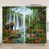 2pcs, spring summer Curtains Rainforest Adventure Wind Semi-Sheer Curtains Polyester Woven Decorations Outdoor for Bedroom, 3